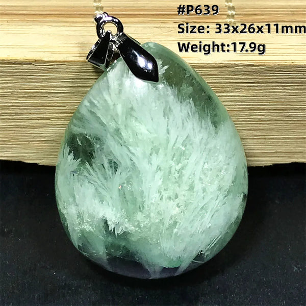 Green Feather Fluorite Pendant-ToShay.org