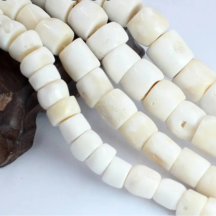White Coral Rondelle Beads-ToShay.org