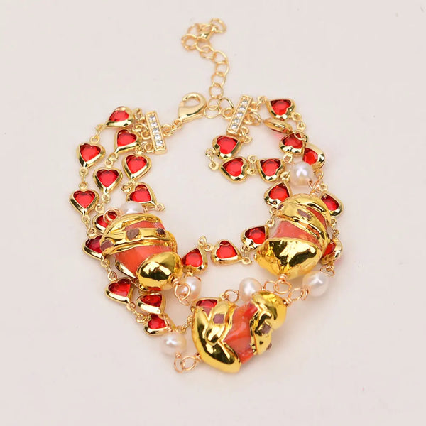 Orange Coral Pearl Bracelet-ToShay.org
