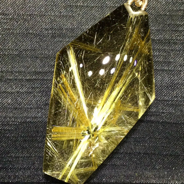 Gold Rutilated Quartz Pendant-ToShay.org