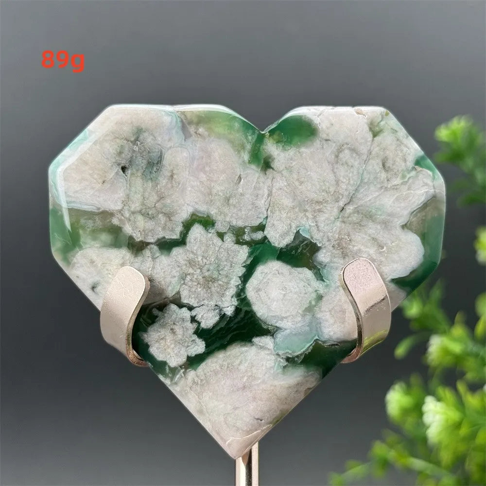 Green Cherry Blossom Agate Heart-ToShay.org