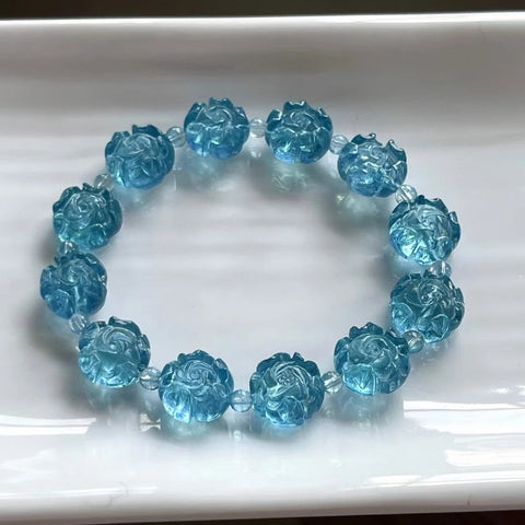 Blue Aquamarine Flower Bracelet-ToShay.org