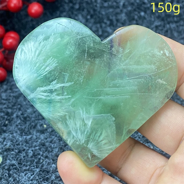Green Feather Fluorite Heart-ToShay.org