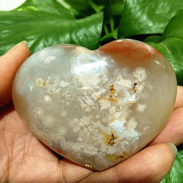 Pink Cherry Blossom Agate Heart-ToShay.org