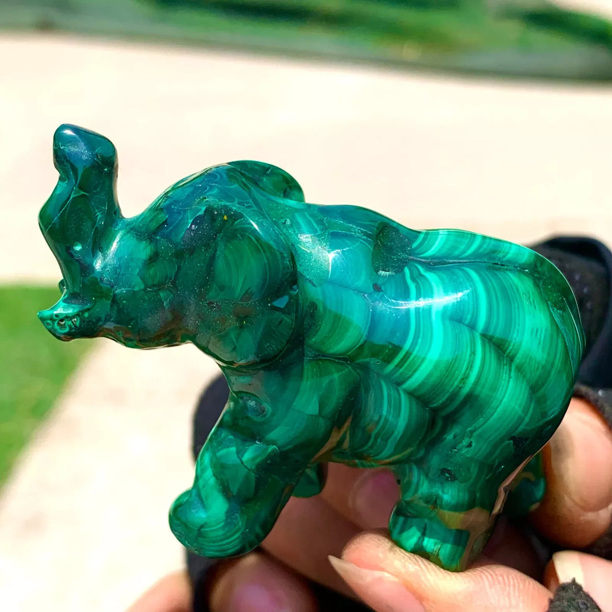 Green Malachite Elephant-ToShay.org