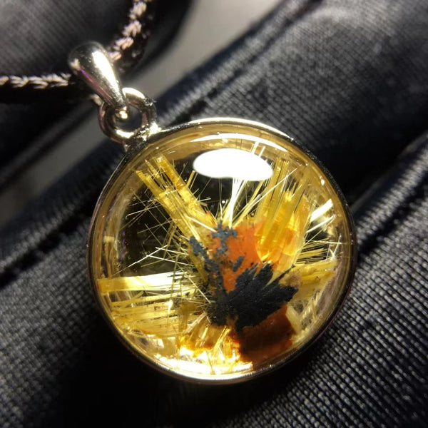 Gold Rutilated Quartz Pendant-ToShay.org