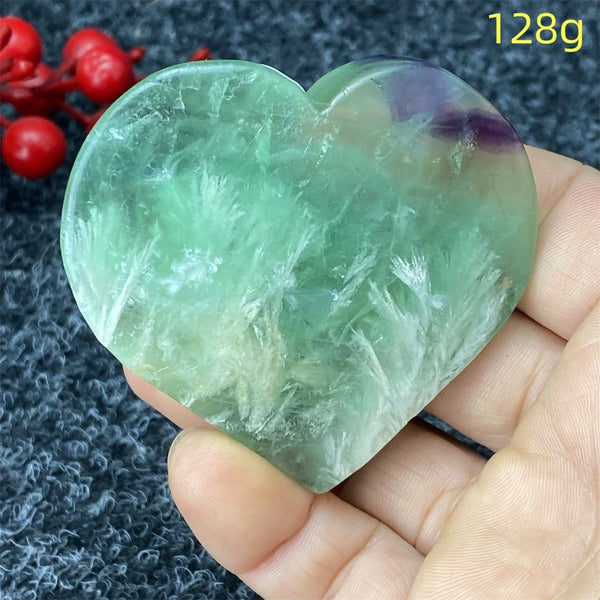 Green Feather Fluorite Heart-ToShay.org