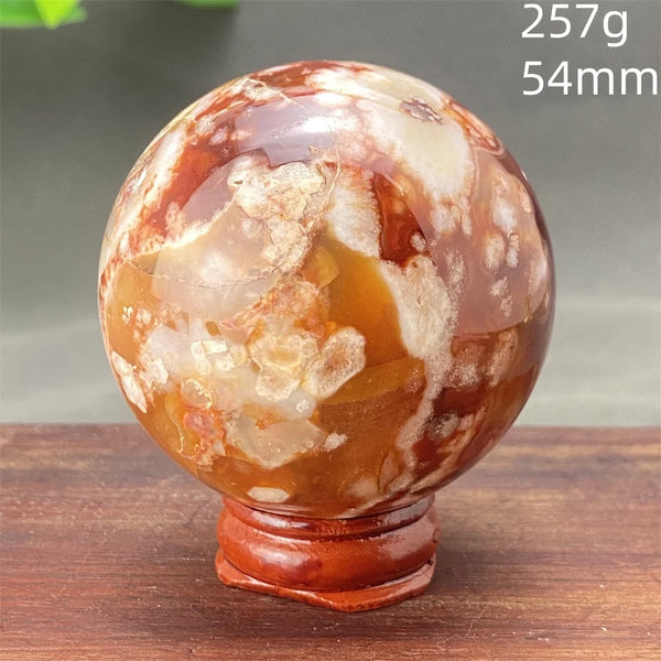 Red Cherry Blossom Agate Ball-ToShay.org
