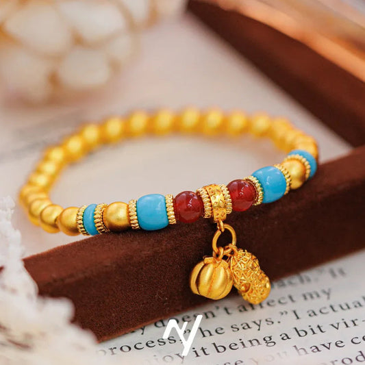 Gold Persimmon Bead Bracelet-ToShay.org