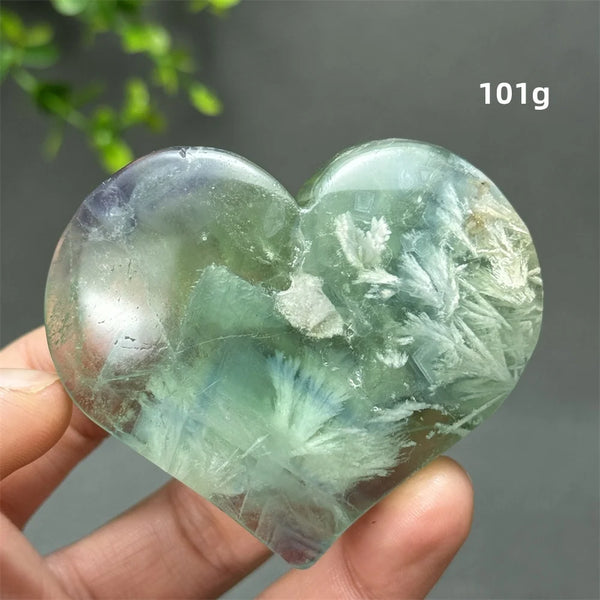 Green Feather Fluorite Heart-ToShay.org