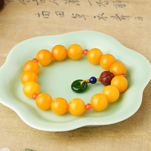 Yellow Amber Bead Bracelet-ToShay.org