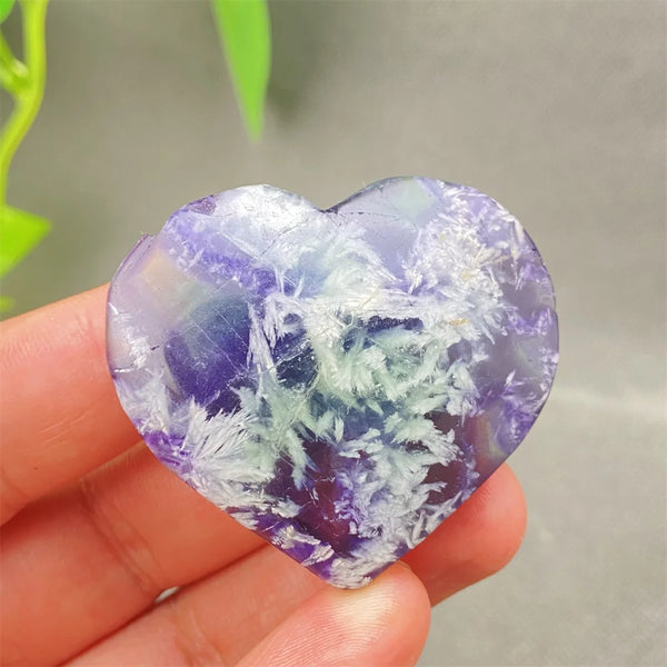 Green Feather Fluorite Heart-ToShay.org