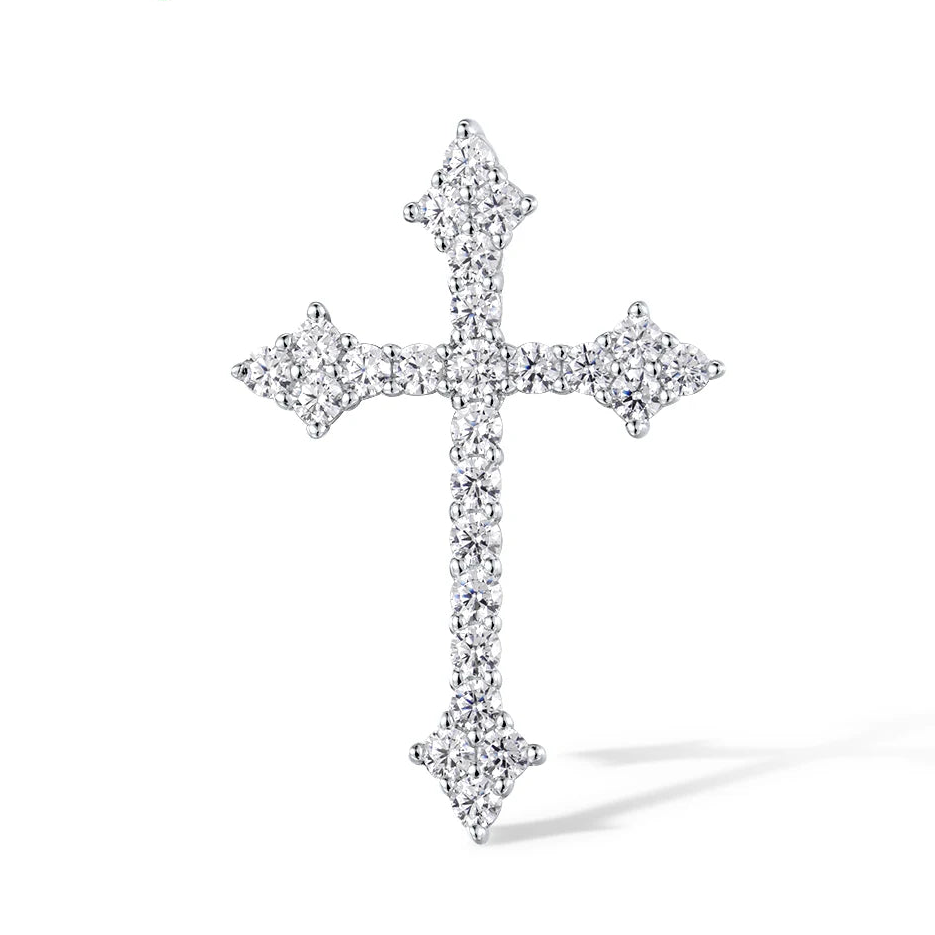 Silver Diamond Cross Pendant-ToShay.org