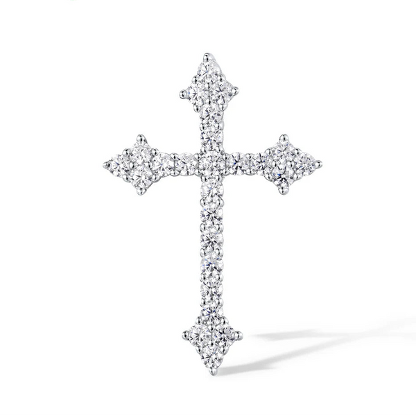 Silver Diamond Cross Pendant-ToShay.org