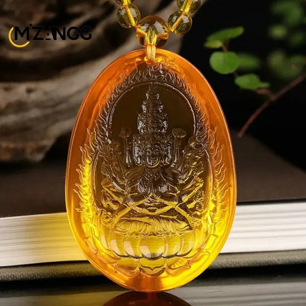 Gold Amber Buddha Pendant-ToShay.org