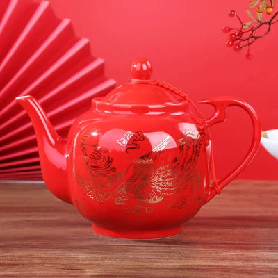 Red Porcelain Tea Set-ToShay.org