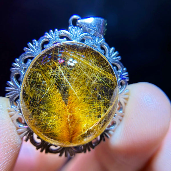 Gold Rutilated Quartz Pendant-ToShay.org