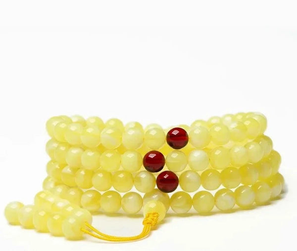 Yellow Amber Mala Beads-ToShay.org