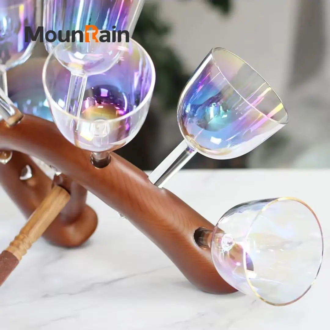 5 Octave Alchemy Handle Crystal Singing Bowls Colorful Handmade 8 Tone Yoga Meditation Bowl Decompression Percussion Instrument-ToShay.org
