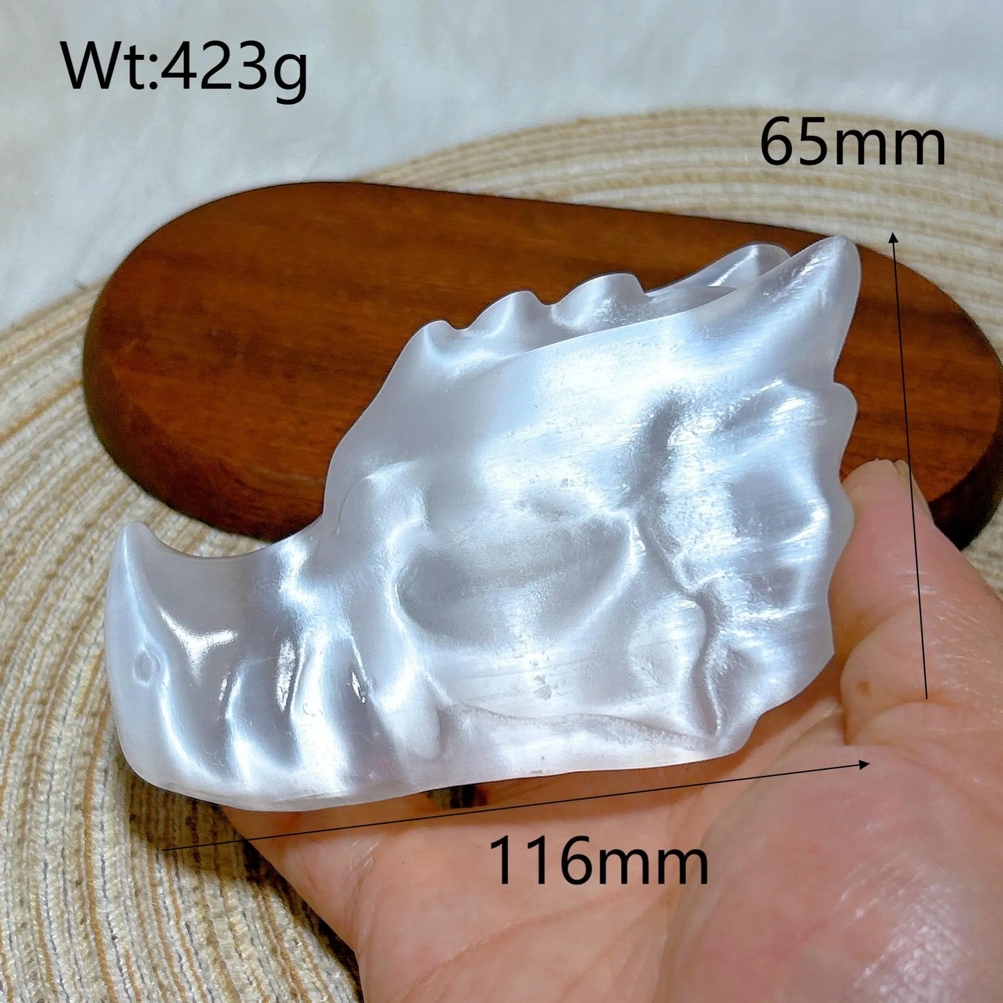 White Selenite Dragon Skull-ToShay.org
