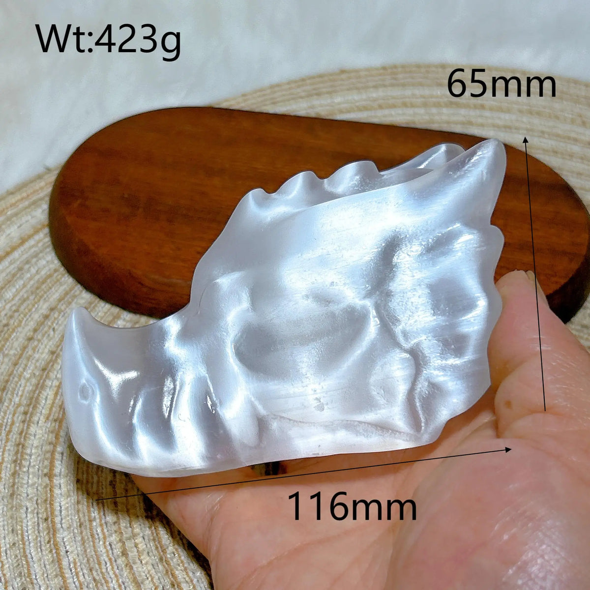 White Selenite Dragon Head-ToShay.org