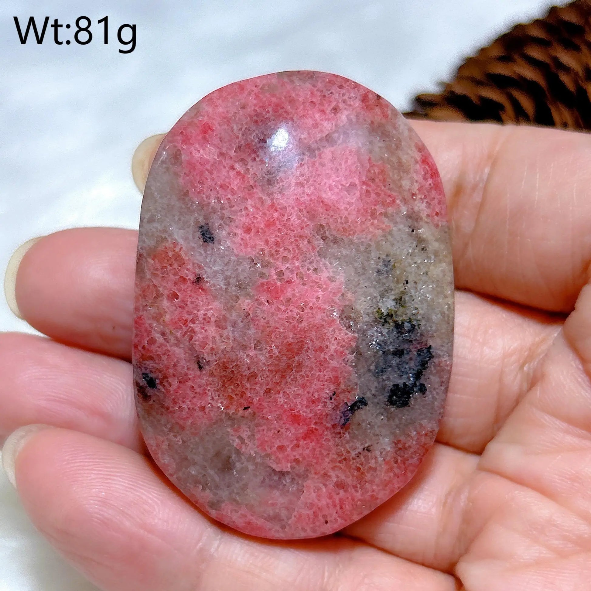 Pink Rhodonite Palm Stone-ToShay.org