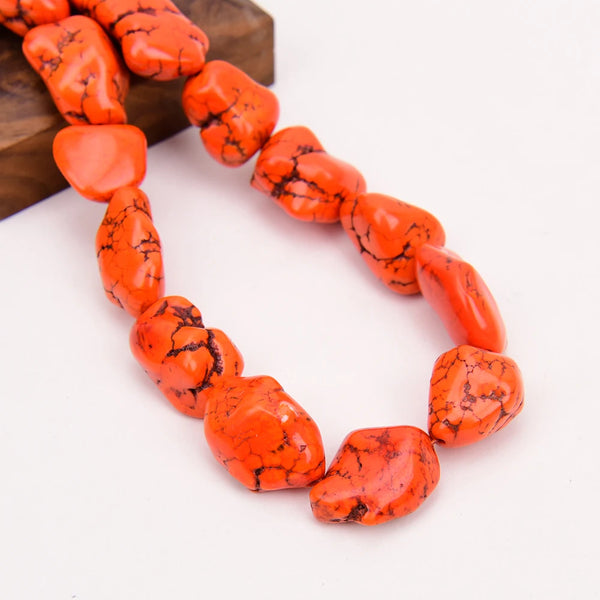 Orange Turquoise Nugget Beads-ToShay.org