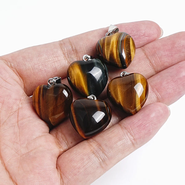 Yellow Tiger Eye Heart Pendants-ToShay.org