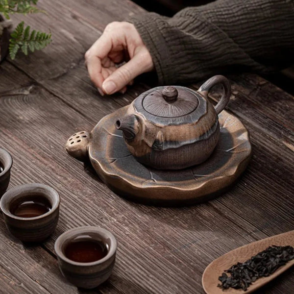 Rust Gilt Iron Glaze Tea Pot-ToShay.org