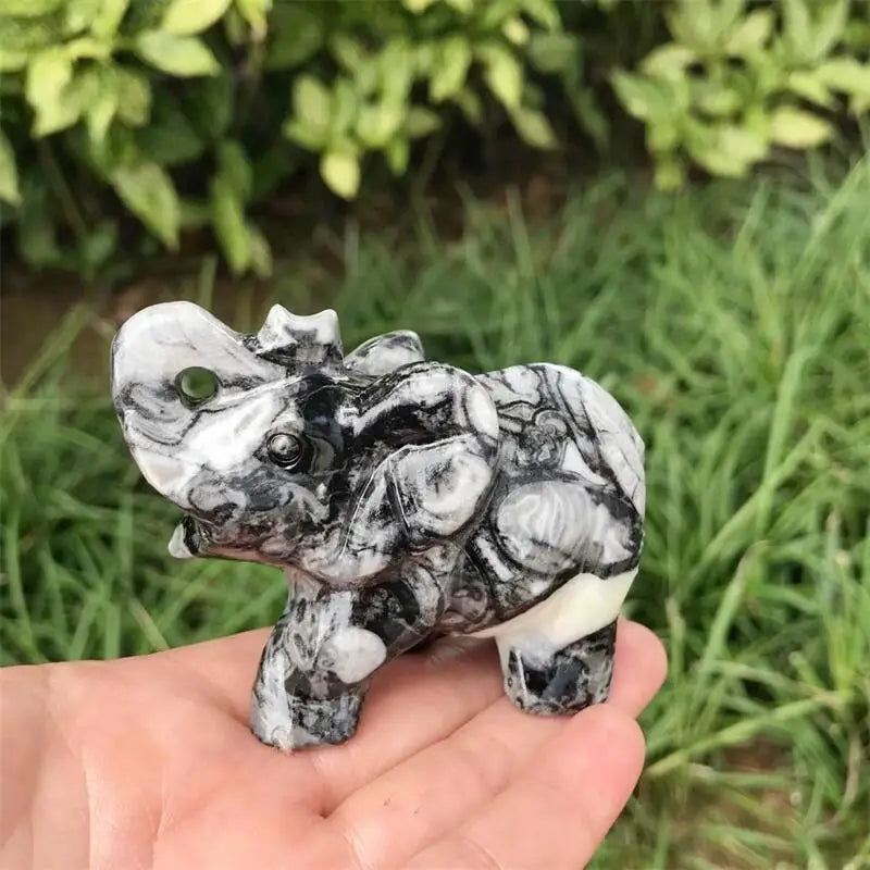 Black White Shellstone Elephant-ToShay.org