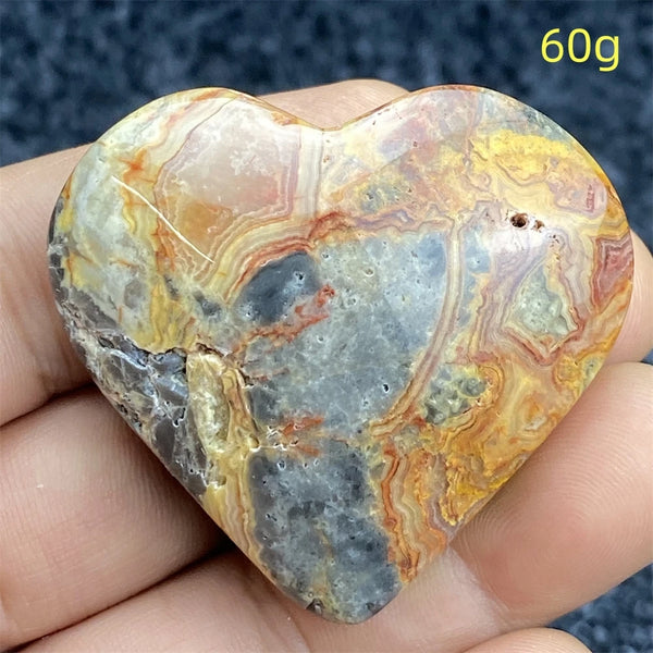 Yellow Crazy Agate Hearts-ToShay.org