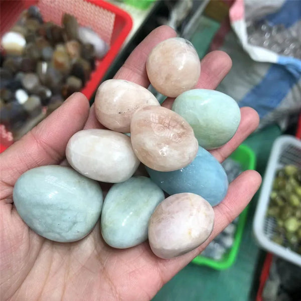 Pink Blue Morganite Tumbled Stones-ToShay.org