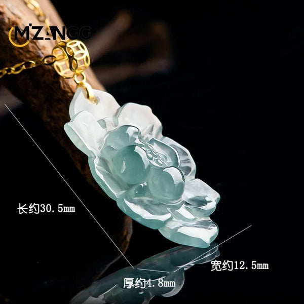 Blue Jadeite Lotus Pendant-ToShay.org