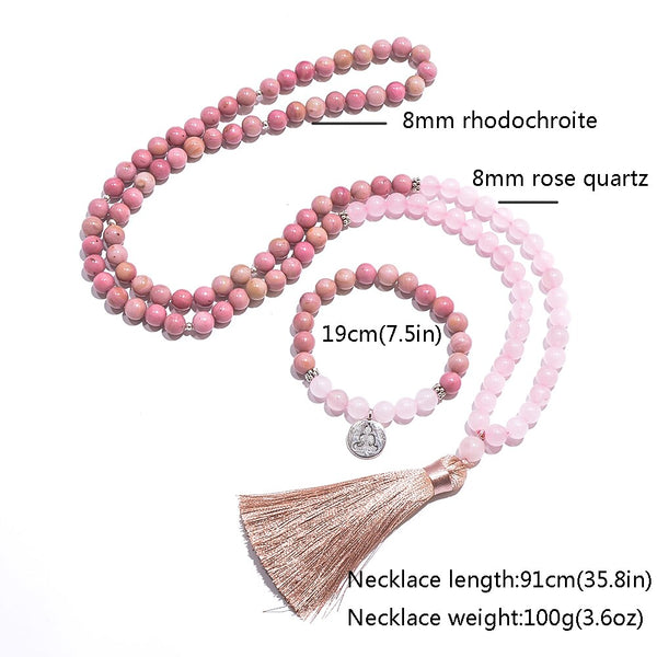 Pink Rhodochrosite Mala Beads-ToShay.org