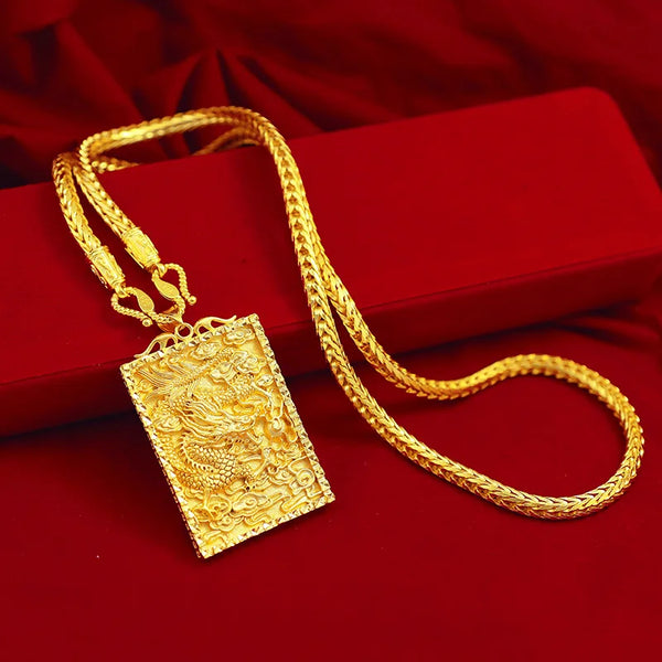 Gold Dragon Plaque Pendant-ToShay.org