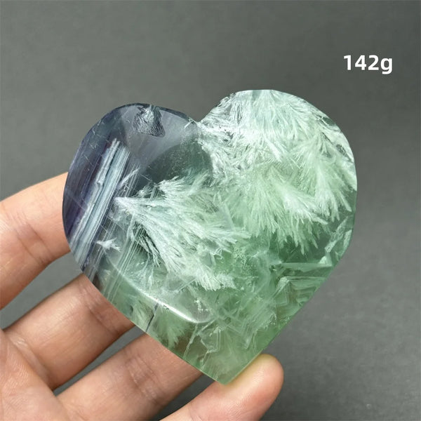 Green Feather Fluorite Heart-ToShay.org