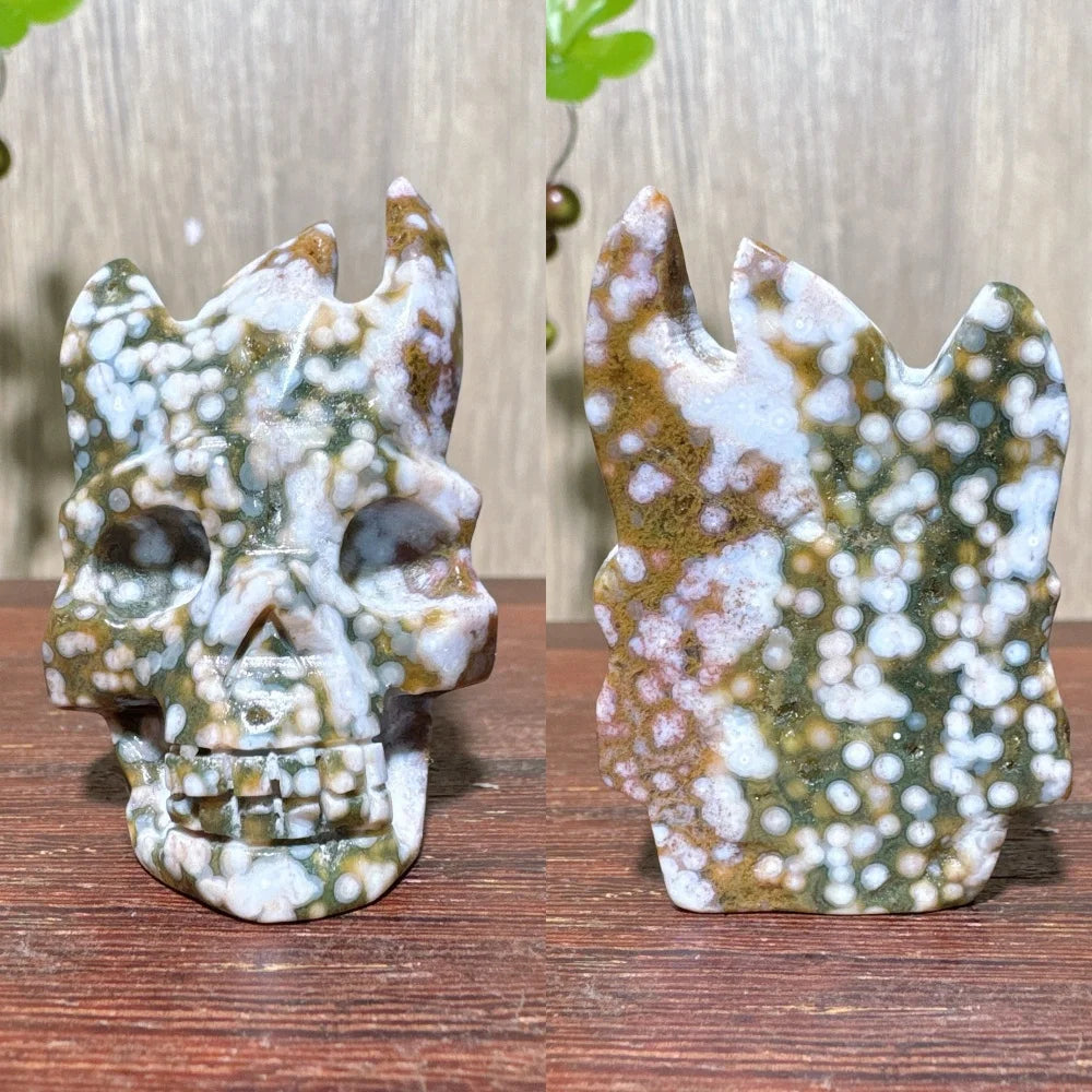 Green Ocean Jasper Skull-ToShay.org