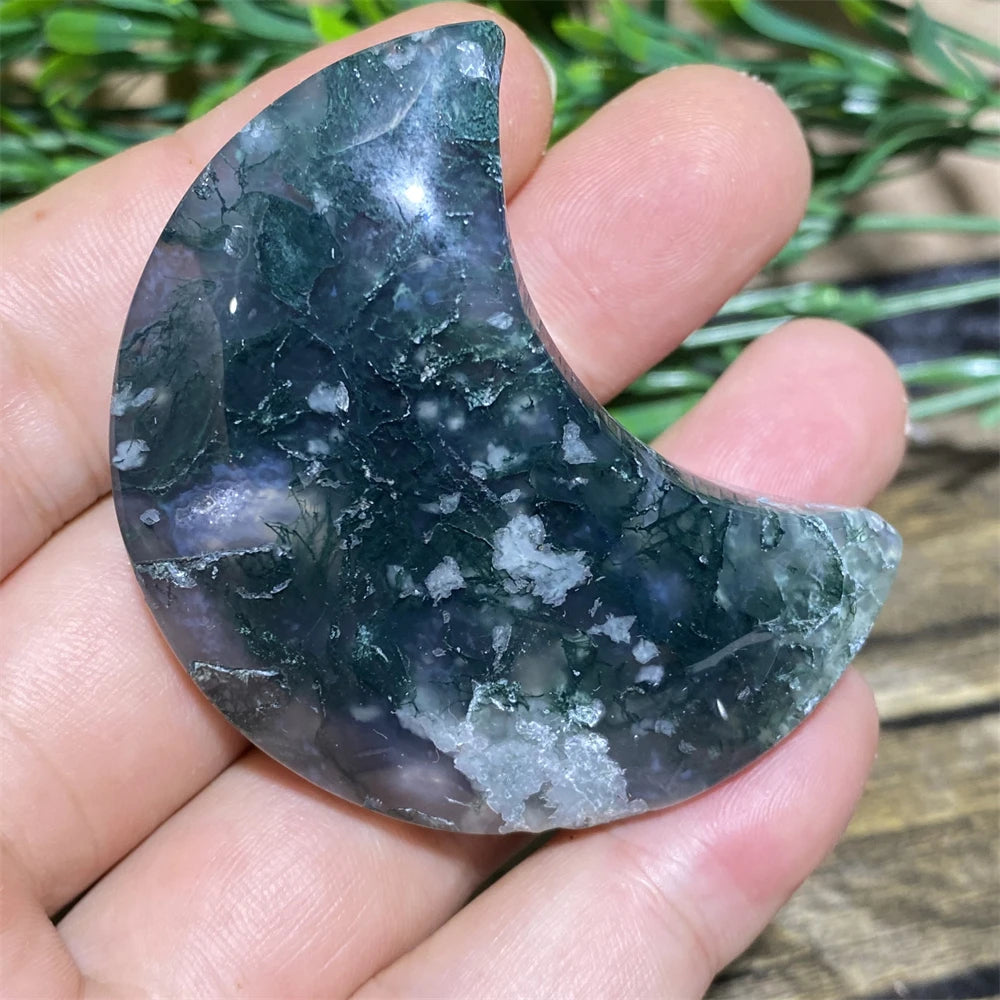 Green Moss Agate Moon-ToShay.org