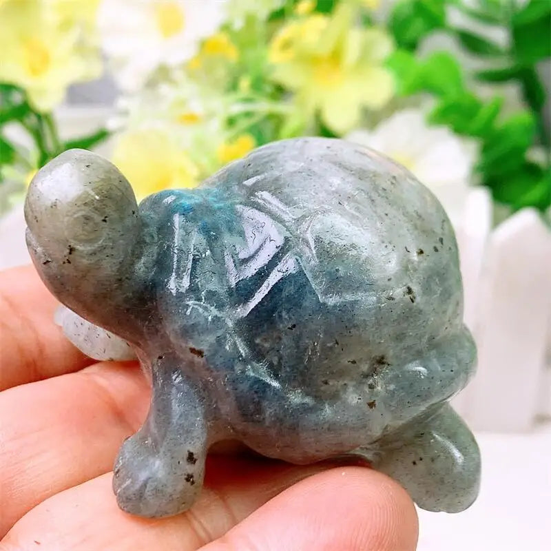 Natural Labradorite Turtle Carving Animal Model Crafts Fashion Home Decoration Healing Fengshui Gift 1pcs-ToShay.org