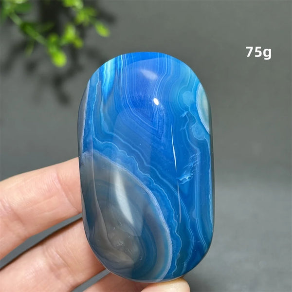 Blue Agate Palm Stone-ToShay.org