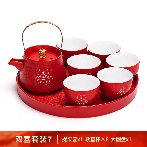 Red Ceramic Tea Set-ToShay.org