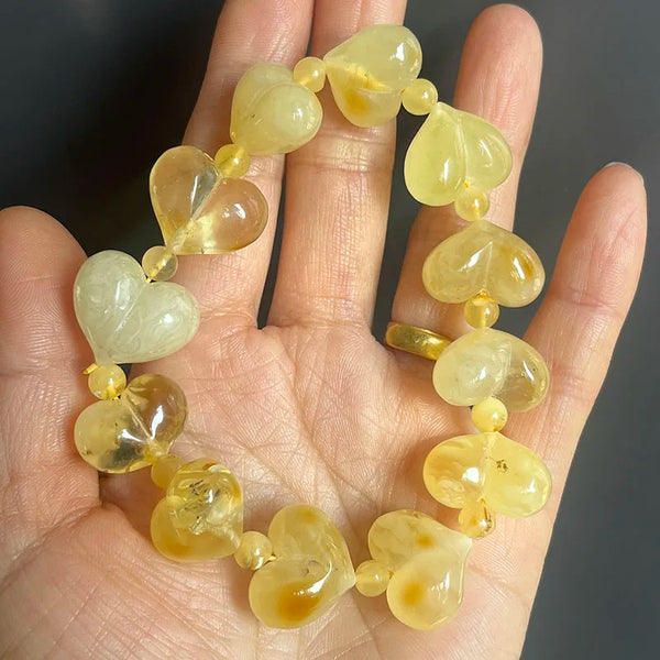 Yellow Amber Heart Bracelets-ToShay.org