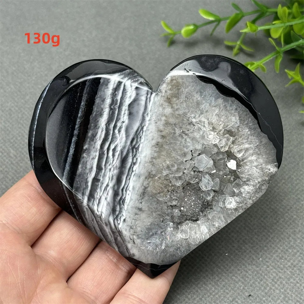 Black Agate Geode Heart-ToShay.org