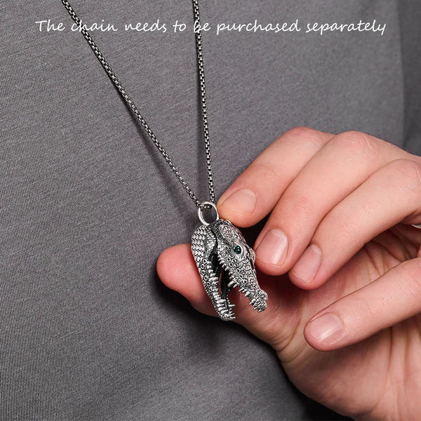 Silver Crocodile Head Pendant-ToShay.org