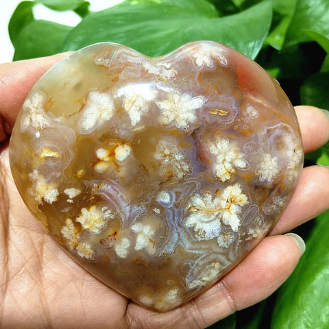 Pink Cherry Blossom Agate Heart-ToShay.org