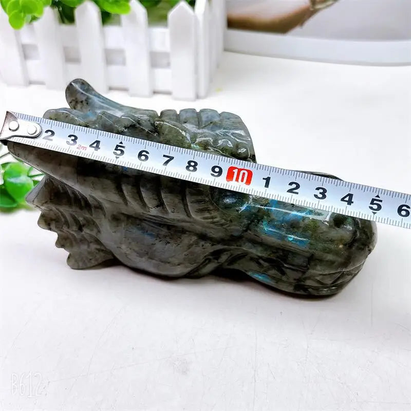 Black Labradorite Dragon Skull-ToShay.org