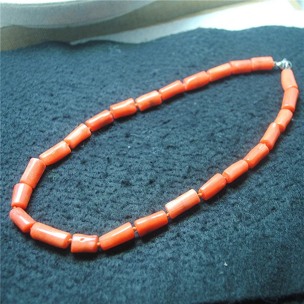 Orange Coral Drum Necklace-ToShay.org