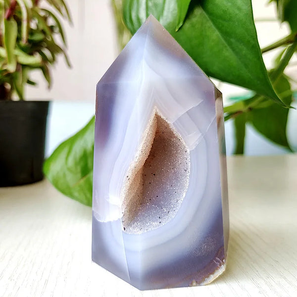 Blue Agate Geode Point-ToShay.org