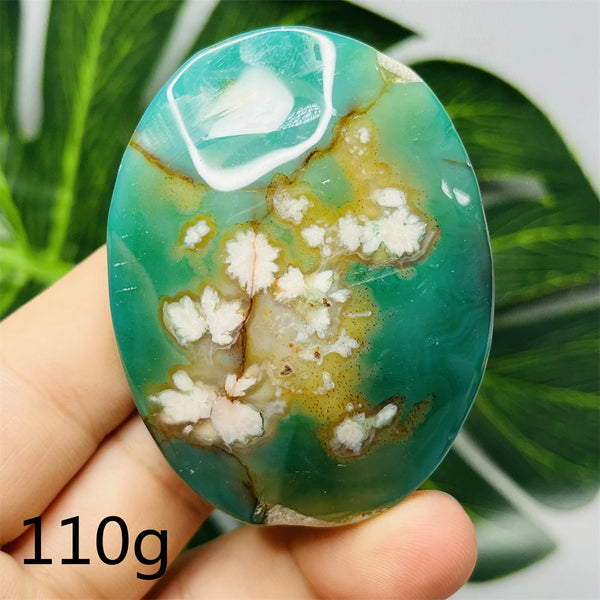 Green Flower Agate Palm Stone-ToShay.org