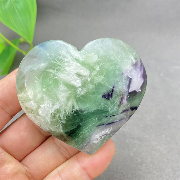 Green Feather Fluorite Heart-ToShay.org